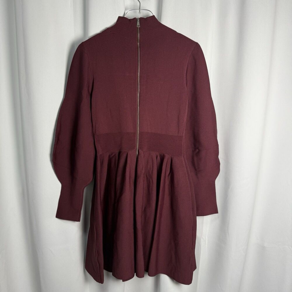 Ted Baker Naydine Balloon Sleeve Fitted Skater Dress In Merlot Sz 8 New (Sm Snag - Picture 3 of 12